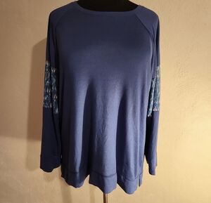Retreat By Rhonda Shear Women's Blue Long Sleeve Top 3X